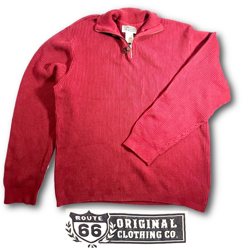Route 66 Original Clothing Co Sweater Men’s Cable Knit Zip Up SZ L